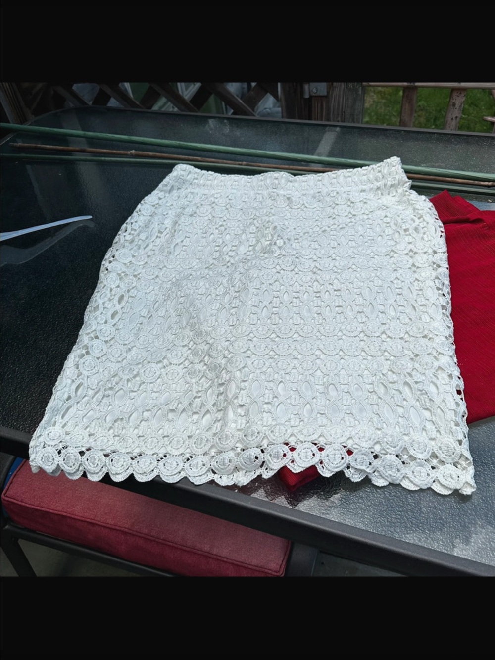 Lane Bryant White Crochet Mini Skirt with Scalloped Hem